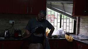 i rip her clothes and fuck wet wife outside then kitchen quickie