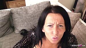 German mommy screams for stepson's hot cumshot facial explosion!