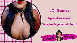 Vampira's halloween joi sucks cock in punheta game