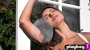 Hey big tits brunette nigo poses naked outdoors passionately