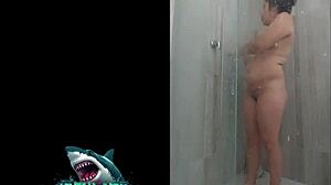 Neighbor shows off squirting shower skills to me?