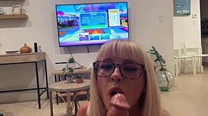sexy florida blonde babe gags on big cock perfect tight pussy pov.