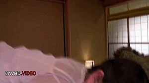 Can this horny Japanese wife handle the sloppy blowjob before her hard creampie fuck?