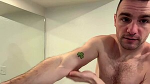 Behind Scenes: Tall Muscular Brunette Fingers for Porn Shoot Prep