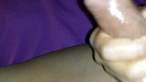 Jerking off sexy black cock until explosive cum pov blast