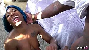 Girlfriend surprises BBC friend with her curvy hairy ebony ass for rough doggystyle pounding 😈🍑💦!