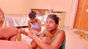 stepsister's first facial came early in our homemade threesome fuck