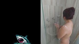 Neighbor shows off squirting shower skills to me?