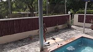 flower loves daddy licking her dripping wet pussy poolside