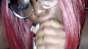 Redhead gags deep on huge black cock facial in sky suite