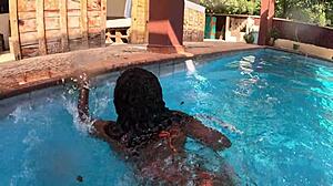 flower loves daddy licking her dripping wet pussy poolside