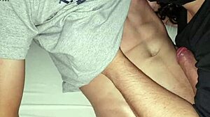 Wife sucks two monster cocks in homemade mmf