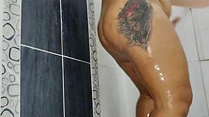 Chubby Mexican Squirts Pussy Masturbation in Bathroom Closeup