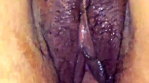 Cum dripping on latina milf wife's wet pussy up close