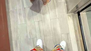 clothes get ripped in the elevator as wet pussy meets monster black cock