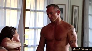 Big tits milf mother-in-law drenched in hot sticky cumshot jizz