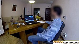 Ebony Teen Clarice Swallows Huge Cock Casting