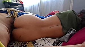 pov i wake my big ass redhead stepsis while parents sleep for anal creampie