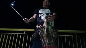 Brazilian wife flashes huge tits ass on street driving guys crazy first time