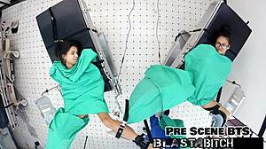 aria nicole moans in latex nurse roleplay spreading pussy for patient's creampie pov