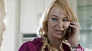 London River and Jazlyn Ray lick shaved pussies in hotwife scissoring.