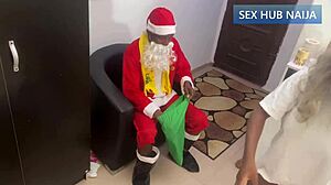 santa's huge cock stuffs her ebony curves perfectly