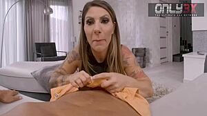 italian babe strips teases then takes cock deep in her gaping ass