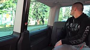 sloppy czech blonde slut rides huge cock in public car backseat