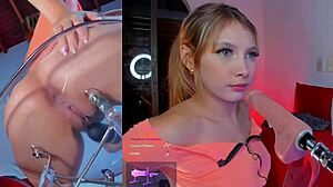 colombian slut moans as machine sucks and vibrator pounds pussy