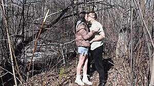 Guy catches young slut in forest and pounds her roughly doggystyle