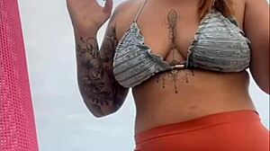 Beach flashing has my African pussy swollen and wet for cock now