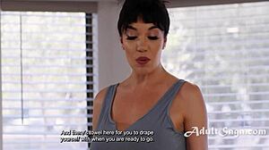 massage turns naughty as alison and pucks strip for wet play