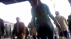 Wow, watch that huge ass shake in HD upskirt outdoors!