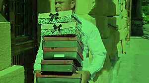 Super hot milf Amber Jayne footjobs in stockings then bare feet fuck