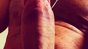 warming up huge homemade cock solo handjob before work