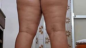 Amateur flashing big ass while getting ready for first job