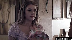 imagine big tits teen babysitter joining milf for hubby threesome pounding