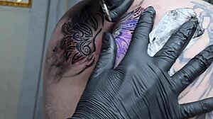 tattooed beauty starts day shifting anal piercing adventure