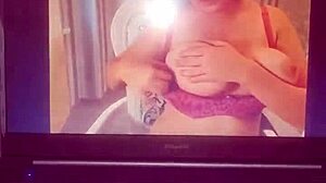 i'm stroking my big black cock to busty tits compilation cumming hard