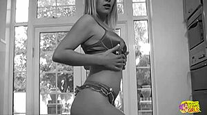 Blonde Karen Licks Friend's Pussy in Hot Kitchen Lesbian Romp