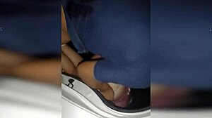 Neighbor dogging creampie in car while cuckold husband watches