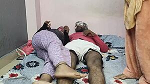 servant licks milf and daughter pussies, sucks asses in ffm creampie