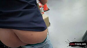 Sneaky Warehouse romp with hot teen coworker spirals out of control