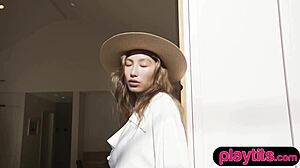 hey, check this petite latina stripping outdoors for juicy big tits