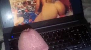 i'm stroking my big black cock to busty tits compilation cumming hard