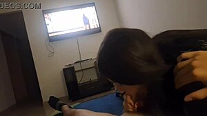 Stepsis Alone Watches Movie Ends With Cock In Mouth