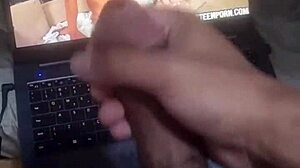 i'm stroking my big black cock to busty tits compilation cumming hard