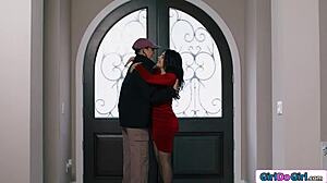 busty petite italian milf cheats 😩 strapon fucks lesbian mistress 👅 tribbing scissoring!! 💦