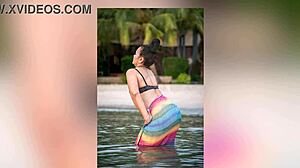 can you resist her perky tits and big ass in tropical photoshoot seduction?