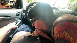 Fat ass mamiimaldii slurps cock publicly in car with windows down